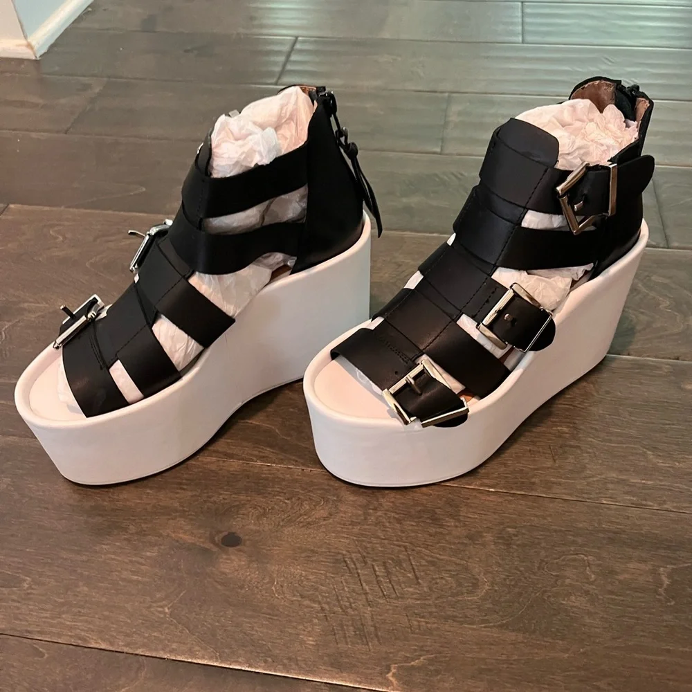 Jeffrey Campbell Black and White Platform Sandals - Picture 3 of 8
